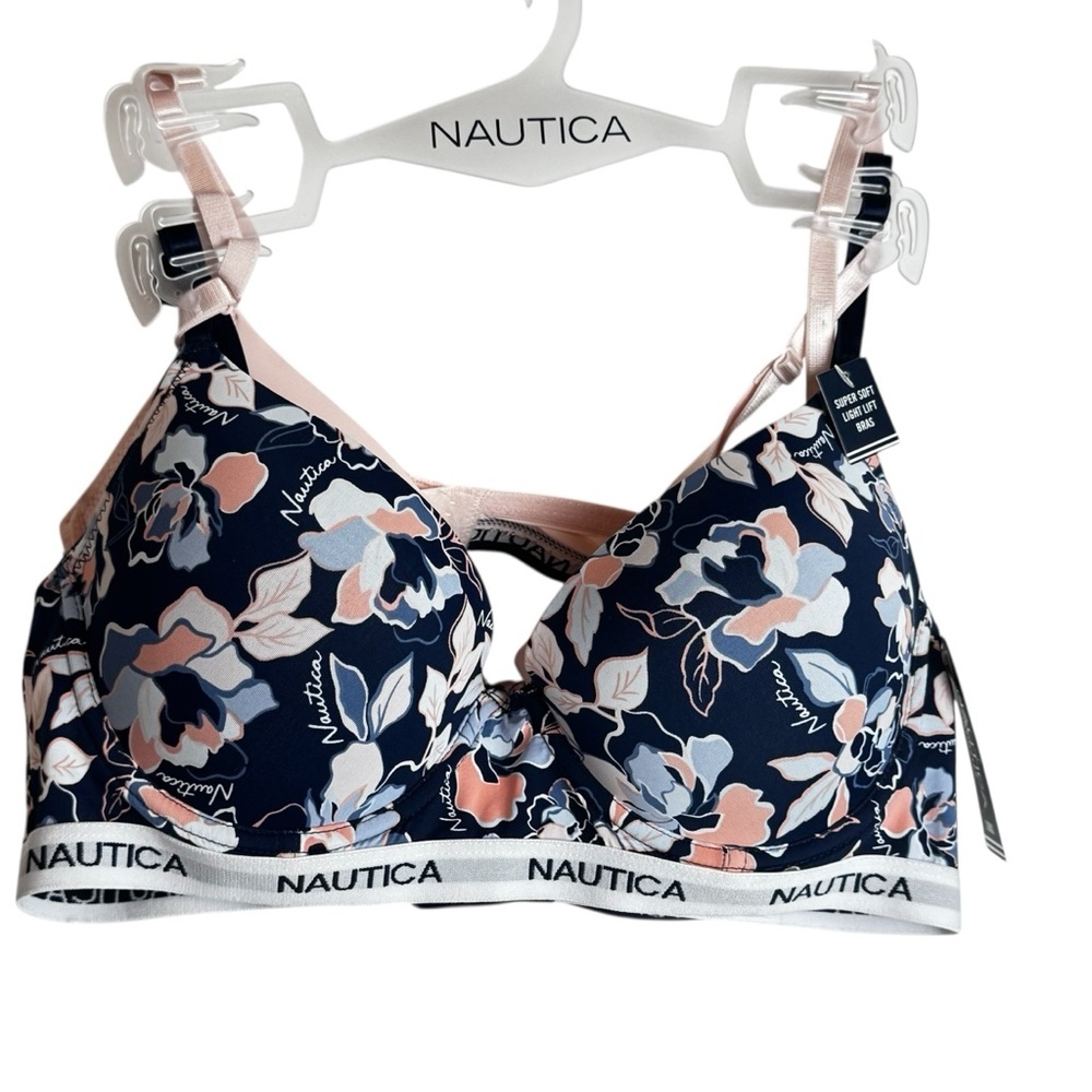NWT Nautica 2 pack‎ bra Pink & blue floral  Intimates & Sleepwear size 36C